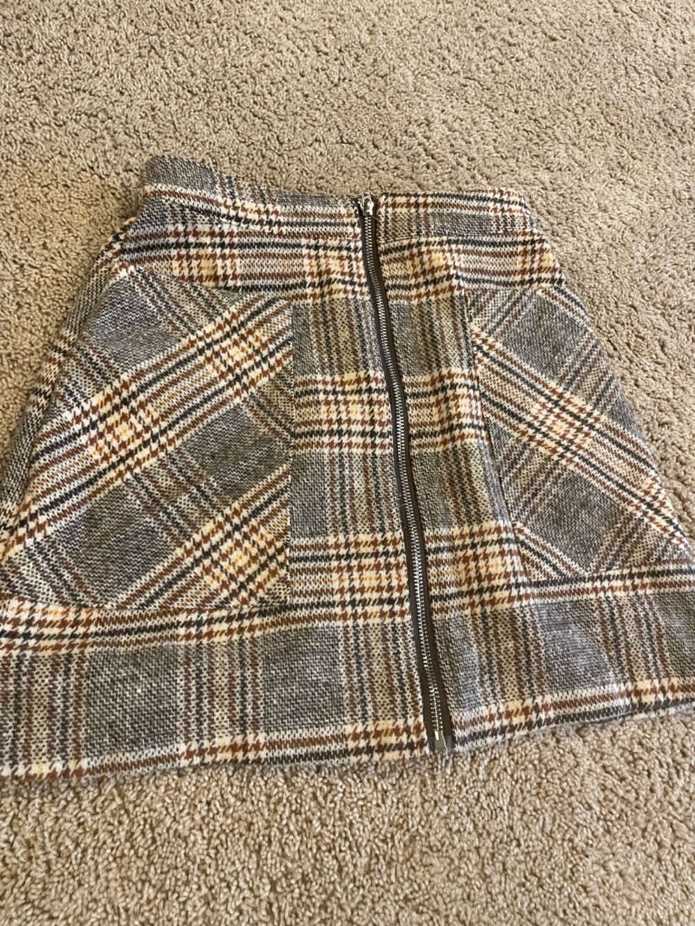 Altar'd State Plaid Zip-Front Mini Skirt in Gray & Brown - Picture 4 of 10